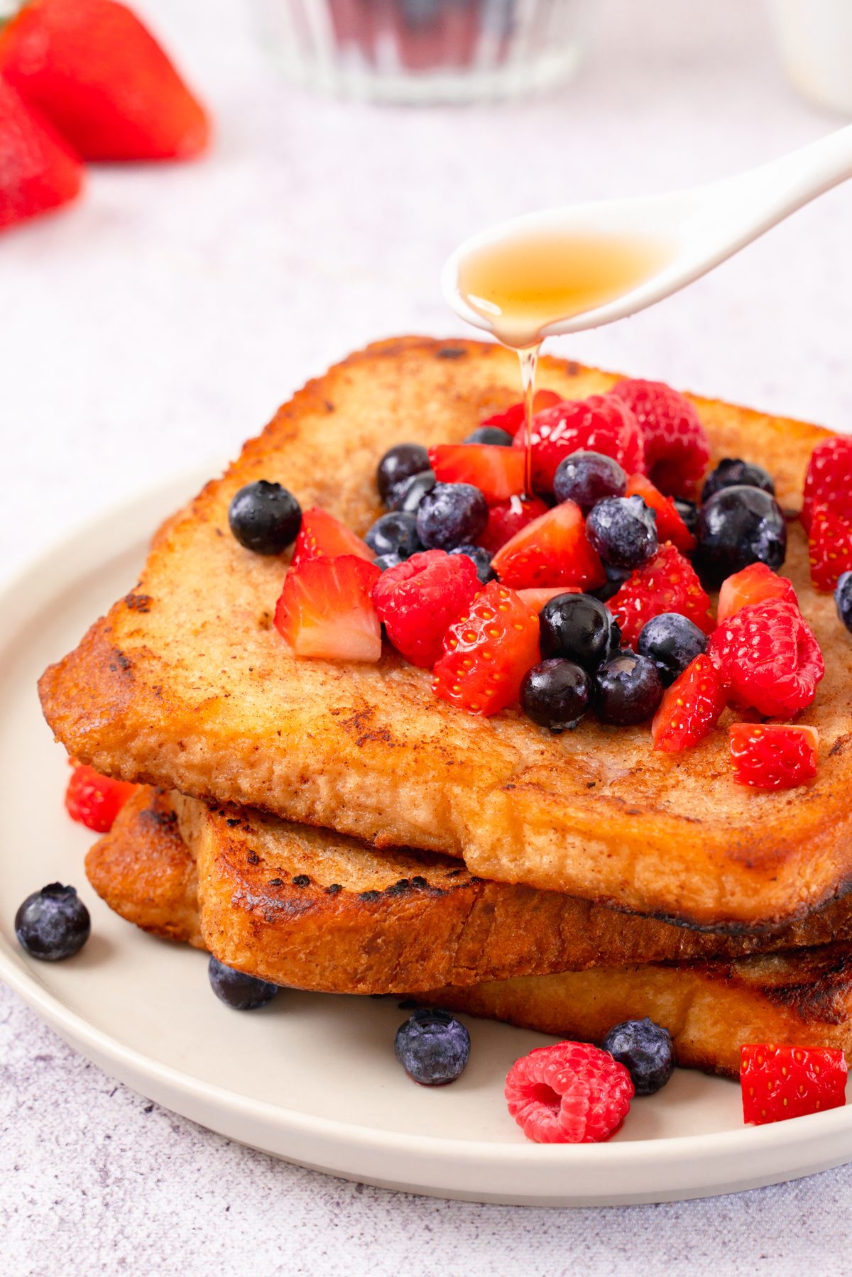 French toast with berries and honey